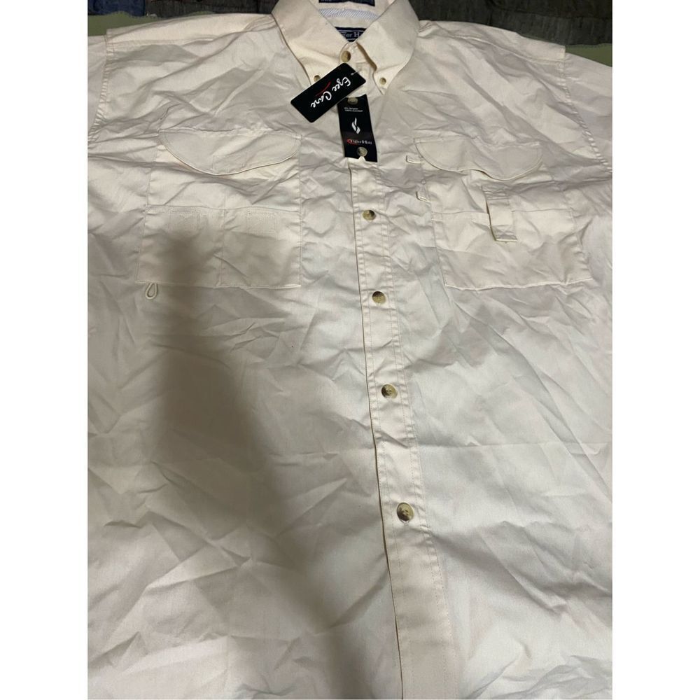 COPY - NEW Tiger Hill MenFishing Shirt Short Sleeves Cream Color Performance Po…
